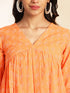 Orange Cotton Woven Design Gathered Kurta